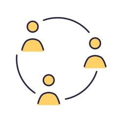 Figuren, die mit einem Kreis verbunden sind, um Teamwork zu symbolisieren