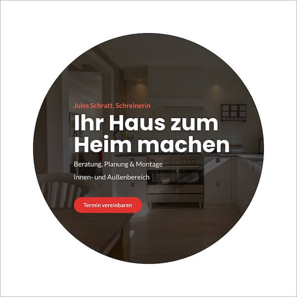 Vorschau einer Website mit Claim