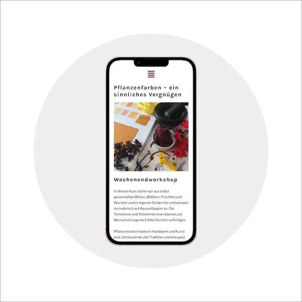 Ansicht einer Website auf einem Smartphone