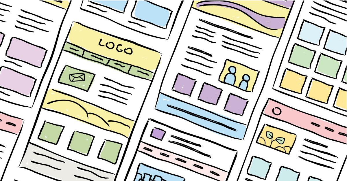Handgemalte Wireframes von Apps